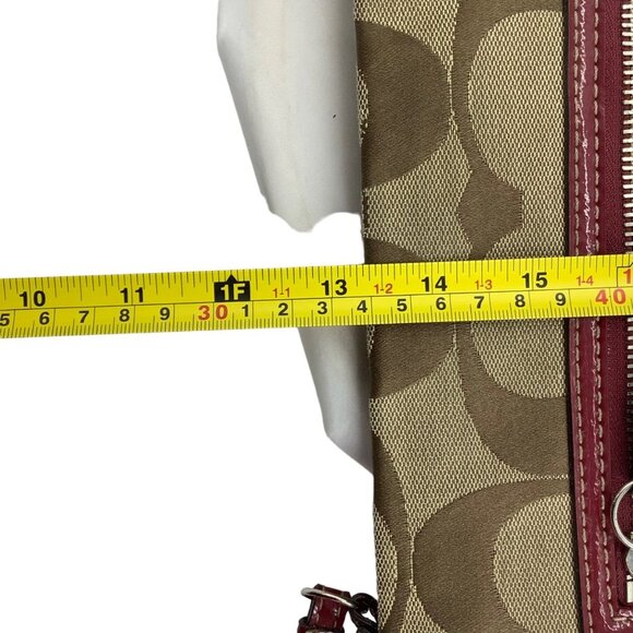 Coach Signature Stripe Monogram Canvas Crossbody Bag Purse 12"x10" Beige - Picture 10 of 11